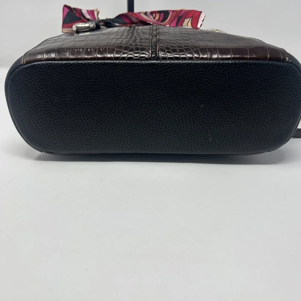 Brighton Shoulder Handbag Two Tone Black and Brown Purse W/ Dust Bag